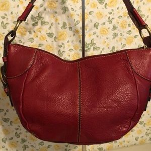 Fossil Red Leather Hobo Bag